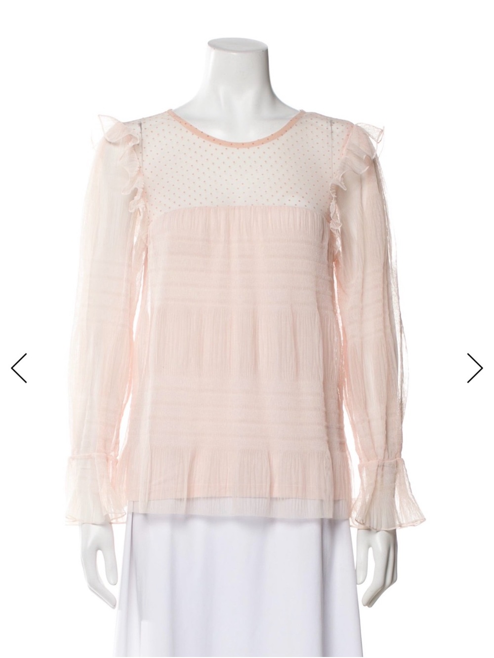 Maje Pale Pink Sheer Ruffle Blouse